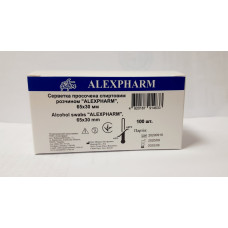 Серветка просочена спиртовим розчином "ALEXPHARM", 65х30 мм,  № 100