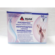 Рукавички хірур.латекс. стерильні  p.7 "RiverGloves" , неприпудрені