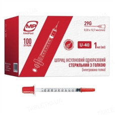 Шприц інсулін. "MedPlast"  1мл  U-40  29G (0,33*12,7) стерил.,з голкою №1