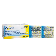 Серветки стер. із спиртовою пропиткою IGAR  6 * 3 cм  №100