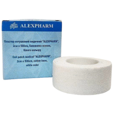 Пластир котушковий медичний "ALEXPHARM", 2см х 500cм, бавовняна основа, білого кольору