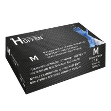 Рукавички нітрилові н/с неопуд "Hoffen" розмір M  (50 пар в уп), сині