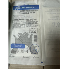 Рукавички латексні медичні хірургічні "ALEXPHARM", припудрені, стерильні, розмір 7,0
