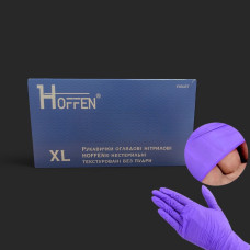 Рукавички оглядові нітрілові "Hoffen"  нестерильні текстуровані без пудри р.L, фіолетовий